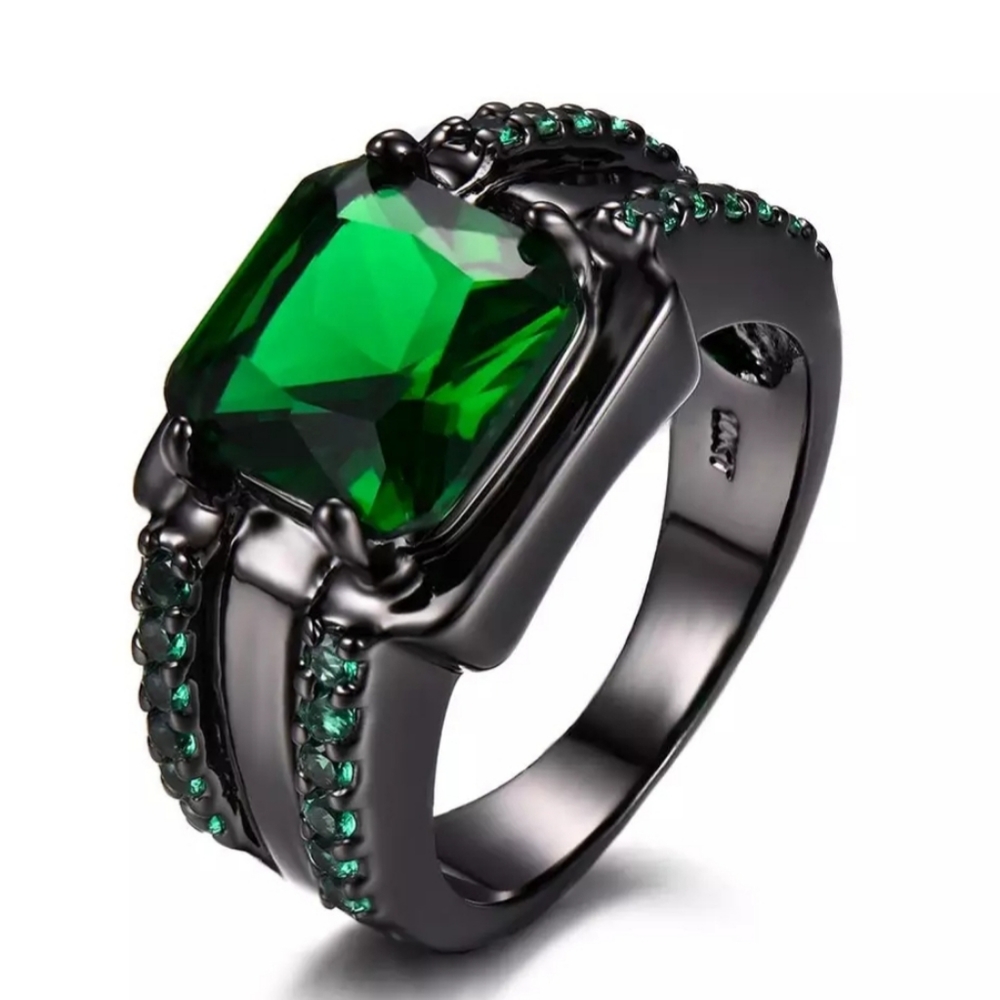 18K black gold plated band ring unisex